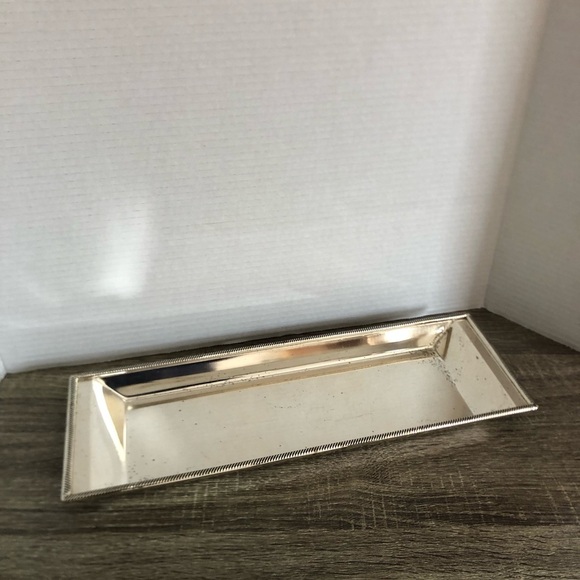 Vtg Silver Rectangular Tray with Decorative Edge - Picture 2 of 10